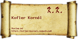 Kofler Kornél névjegykártya